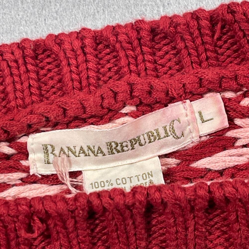 Vintage‎ 90’s Sweater Banana Republic Large Cotton Flower Print Grunge * Damage - Picture 5 of 14